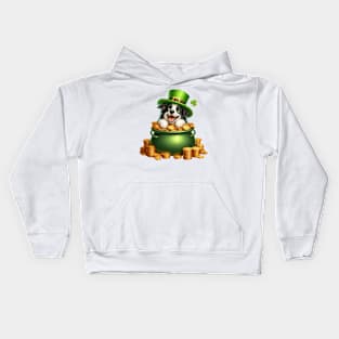 St Patricks Day Border Collie Dog Kids Hoodie